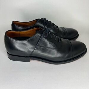 J Crew Oxfords Lace Up Dress Shoes Men Size 10D Black Leather cap toes